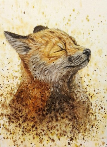 Peinture intitulée "Le renard format 30…" par Steivan Loundou, Œuvre d'art originale, Huile Monté sur Châssis en bois