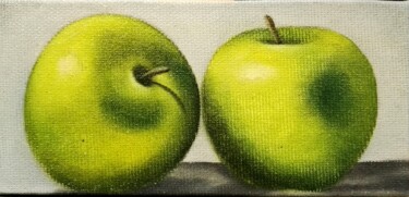 Peinture intitulée "Les pommes vertes h…" par Steivan Loundou, Œuvre d'art originale, Huile Monté sur Panneau de bois