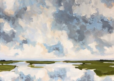 Malerei mit dem Titel "Soaking wetlands" von Stella Burggraaf, Original-Kunstwerk, Öl Auf Keilrahmen aus Holz montiert