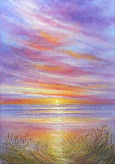 Картина под названием "Summer Sunset" - Stella Dunkley, Подлинное произведение искусства, Масло Установлен на Деревянная рам…
