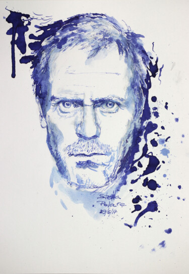 Peinture intitulée "Hugh Laurie 11 June" par Stella Polare, Œuvre d'art originale, Encre