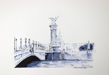Dessin intitulée "Pont-Alexandre-3.jpg" par Stella Polare, Œuvre d'art originale, Encre