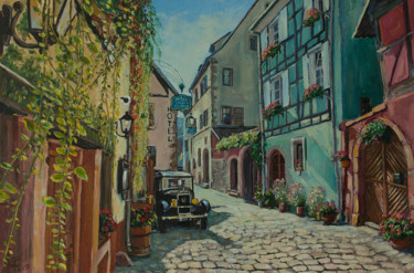 绘画 标题为“Austrian street” 由Андрей Семенов, 原创艺术品, 油 安装在木板上
