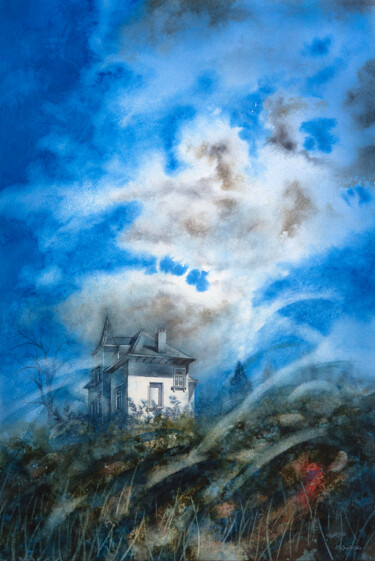 Peinture intitulée "Top of the hill" par Stéphan Swolfs, Œuvre d'art originale, Aquarelle