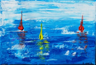 Pintura titulada "régate atlantique" por Stephane Genin, Obra de arte original, Acrílico Montado en Bastidor de camilla de m…