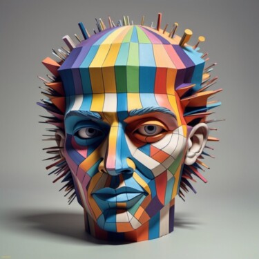 Digitale Kunst getiteld "Un portrait de l'ho…" door Stephane Huitelec, Origineel Kunstwerk, AI gegenereerde afbeelding