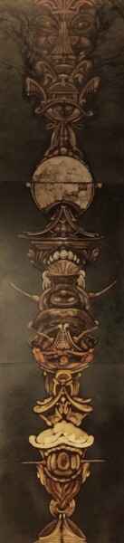 Pittura intitolato "Totem" da Stephane Javelle, Opera d'arte originale, Inchiostro