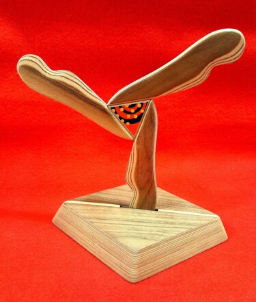 Scultura intitolato "Boomerang en marque…" da Stéphane Marguerite, Opera d'arte originale, Legno