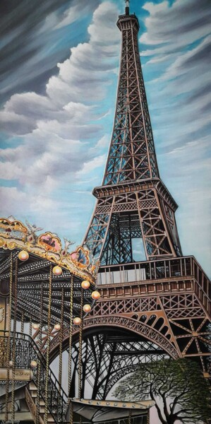 Pittura intitolato "La Tour Eiffel au C…" da Stéphane Mouton, Opera d'arte originale, Acrilico