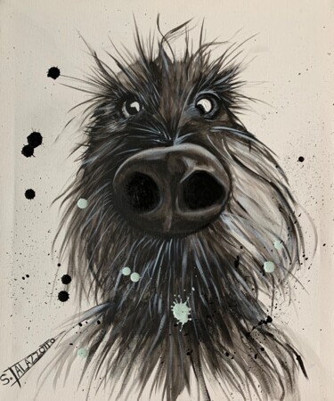Peinture intitulée "Mon vieux pote chien" par Stéphane Palazzotto, Œuvre d'art originale, Acrylique