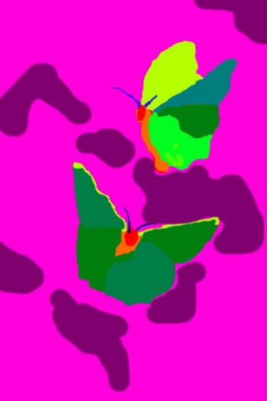 Цифровое искусство под названием "2 Feuilles Papillons" - Stephane Pruvot, Подлинное произведение искусства, Цифровая живопи…