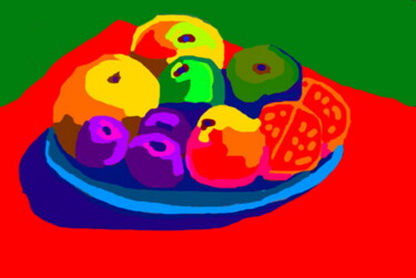 Arts numériques intitulée "Assiette aux Fruits" par Stephane Pruvot, Œuvre d'art originale, Peinture numérique