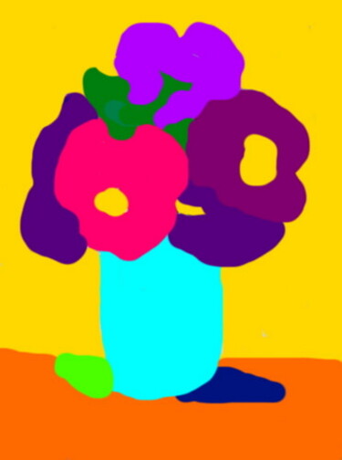 Digitale Kunst mit dem Titel "Le vase bleu claire" von Stephane Pruvot, Original-Kunstwerk, Digitale Malerei