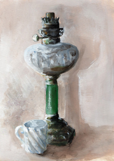 Peinture intitulée "lampe à huile.jpg" par Stephanie Criado, Œuvre d'art originale, Acrylique