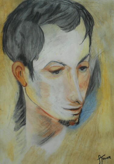 Desenho intitulada "Le jeune homme apat…" por Stéphanie Jouve Atallah, Obras de arte originais, Pastel