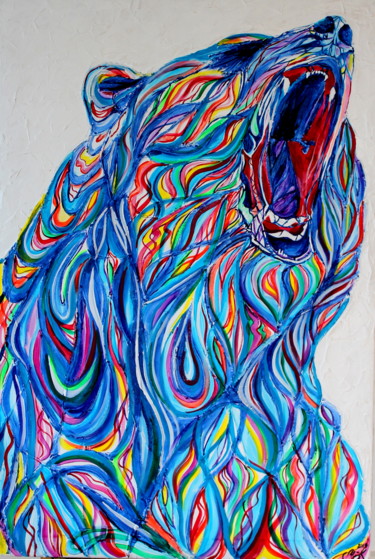 Painting titled "Advertencia del oso" by Www.Stephaniekuenzli.Com, Original Artwork, Acrylic