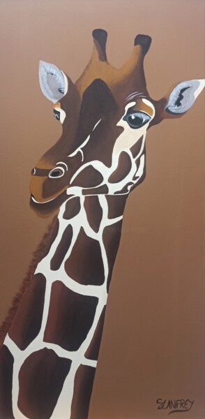 Schilderij getiteld "Girafe 1" door Stéphanie Lanfrey, Origineel Kunstwerk, Acryl