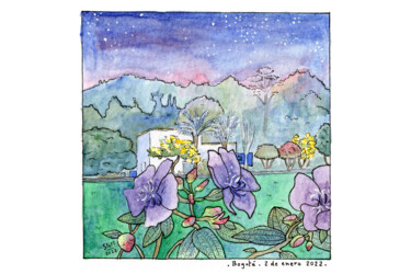 Drawing titled "Bogotá parque" by Stéphanie Logeais (Steff), Original Artwork, Watercolor