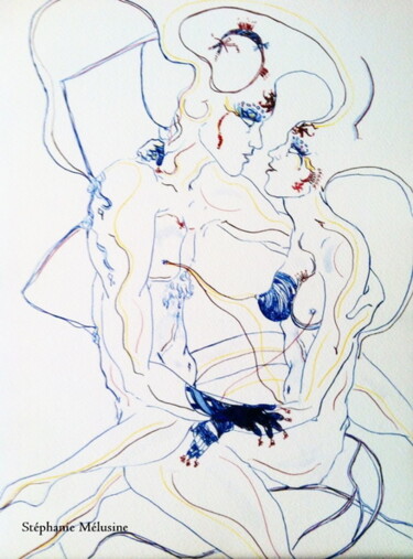 "le bain" başlıklı Resim Stéphanie Mélusine tarafından, Orijinal sanat, Mürekkep