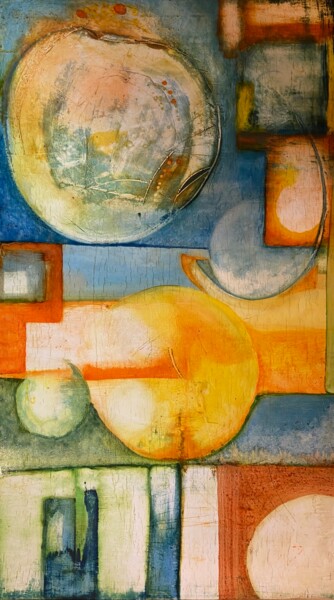 Schilderij getiteld "Transition Cosmique" door Stéphanie Pothier, Origineel Kunstwerk, Olie Gemonteerd op Frame voor houten…