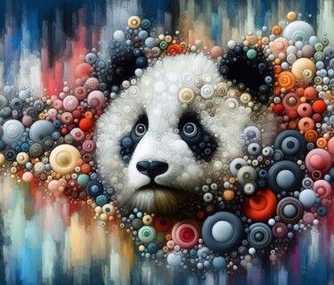 Arts numériques intitulée "Stuned Panda" par Stéphanie Roussel, Œuvre d'art originale, Peinture numérique