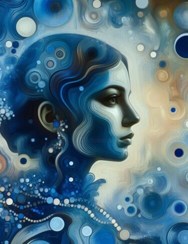 Картина под названием "La forme de l'eau" - Stéphanie Roussel, Подлинное произведение искусства, Цифровая живопись Установле…