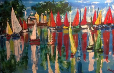 Painting titled "Bord de mer" by Stephanie Bernard, Original Artwork, Acrylic