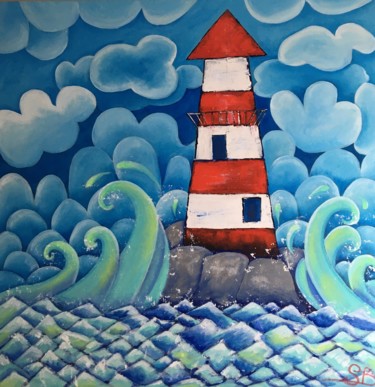 Painting titled "PHARE" by Stephanie Bernard, Original Artwork, Acrylic