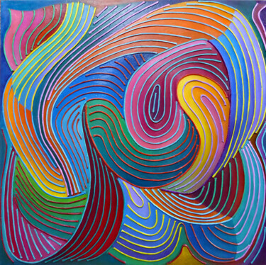 Painting titled "RHYTHMIC CONTOURS ii" by Stephen Conroy, Original Artwork, Acrylic Mounted on Wood Stretcher frame