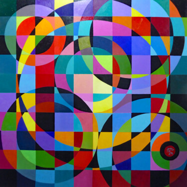 Картина под названием "COMPOSITION: CIRCLE…" - Stephen Conroy, Подлинное произведение искусства, Акрил Установлен на Деревян…