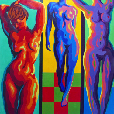 Peinture intitulée "THREE RHYTHMIC NUDES" par Stephen Conroy, Œuvre d'art originale, Acrylique Monté sur Châssis en bois