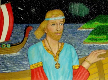 Pittura intitolato "Leif Erikson" da Stephen Warde Anderson, Opera d'arte originale, Acrilico Montato su Altro pannello rigi…