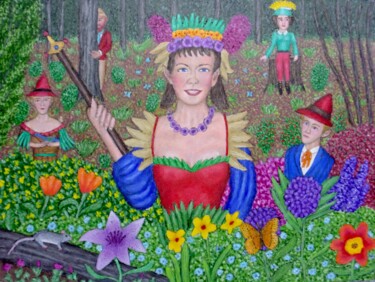 Malarstwo zatytułowany „Fairy Queen and Her…” autorstwa Stephen Warde Anderson, Oryginalna praca, Akryl