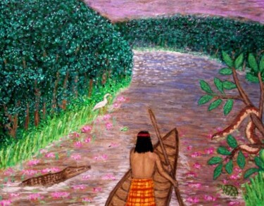 Картина под названием "Bend of the River" - Stephen Warde Anderson, Подлинное произведение искусства, Акрил Установлен на Де…