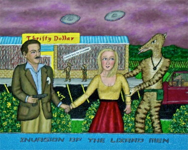 Painting titled "Invasion of the Lli…" by Stephen Warde Anderson, Original Artwork, Acrylic Mounted on Other rigid panel