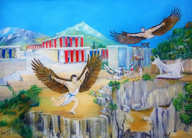 "Daedalus and Icarus" başlıklı Tablo Christos Sterniotis tarafından, Orijinal sanat, Petrol