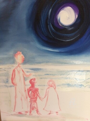 Peinture intitulée "figures in the moon…" par Steve Phillips, Œuvre d'art originale, Huile