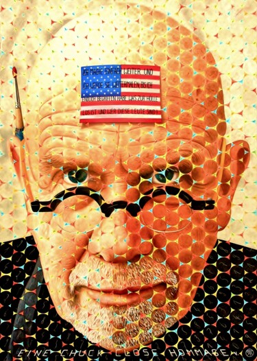 Painting titled "Eine Chuck Close Ho…" by Steven T. Schreiber, Original Artwork, Acrylic Mounted on Wood Stretcher frame