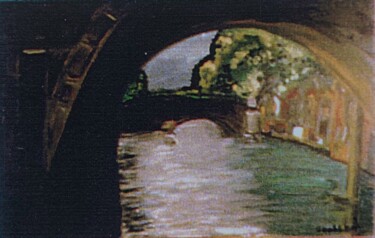 Painting titled "L eau verte" by Steve Soobben, Original Artwork, Oil