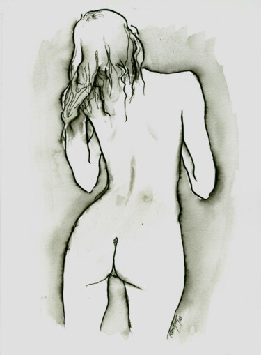 Zeichnungen mit dem Titel "Dans la douche" von Stewart Fletcher, Original-Kunstwerk, Tinte
