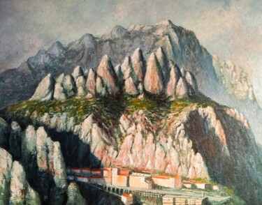 Pittura intitolato "Montserrat monaster…" da Stjepan Lezaic (Pepi), Opera d'arte originale, Olio