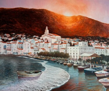 Painting titled "Cadaques ...." by Stjepan Lezaic (Pepi), Original Artwork, Oil