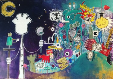 Malerei mit dem Titel "Semer le prodige" von Yohan Storti, Original-Kunstwerk, Acryl