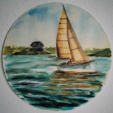 「"Setting sail to un…」というタイトルの絵画 Stoyanka Nikolovaによって, オリジナルのアートワーク, 水彩画