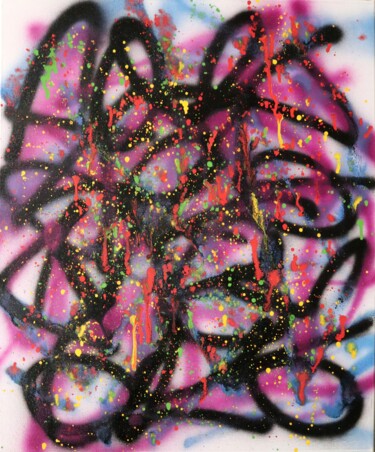 Картина под названием "BW 150" - Stoz, Подлинное произведение искусства, Рисунок распылителем краски Установлен на Деревянна…