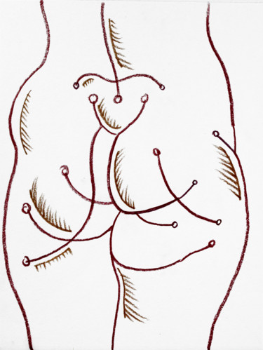 Drawing titled "Nude—Sprigs" by Alexander Stotsky, Original Artwork, Conté