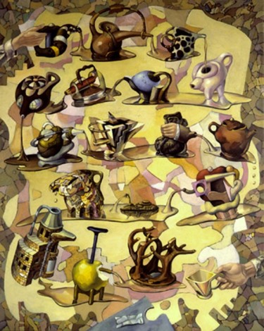Peinture intitulée "Kettles ("Чайники")…" par Alexander Stotsky, Œuvre d'art originale, Huile