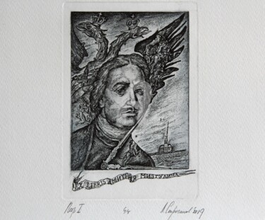 Prenten & gravures getiteld "Peter the Great" door Leonid Stroganov, Origineel Kunstwerk, Ets