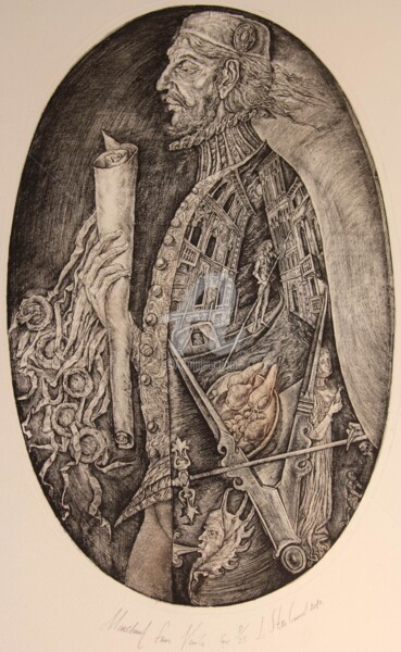 Prenten & gravures getiteld "Merchant of Venice" door Leonid Stroganov, Origineel Kunstwerk, Ets