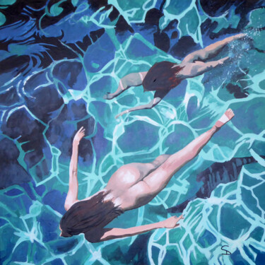 Malarstwo zatytułowany „Swimmers Delight” autorstwa Stuart Dalby, Oryginalna praca, Akryl